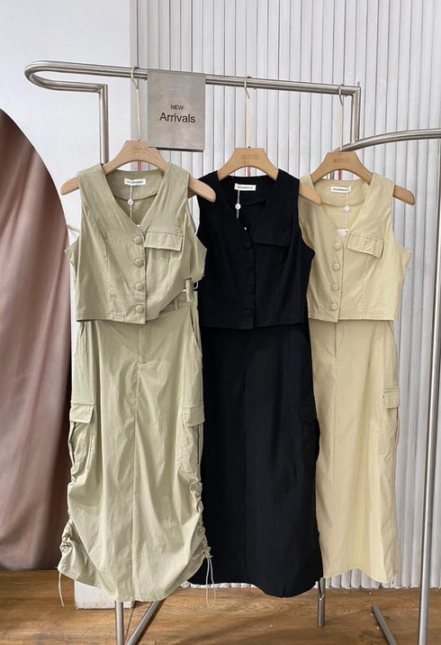 MATINEE Waistcoat With Mid Length Cargo Skirts Sets